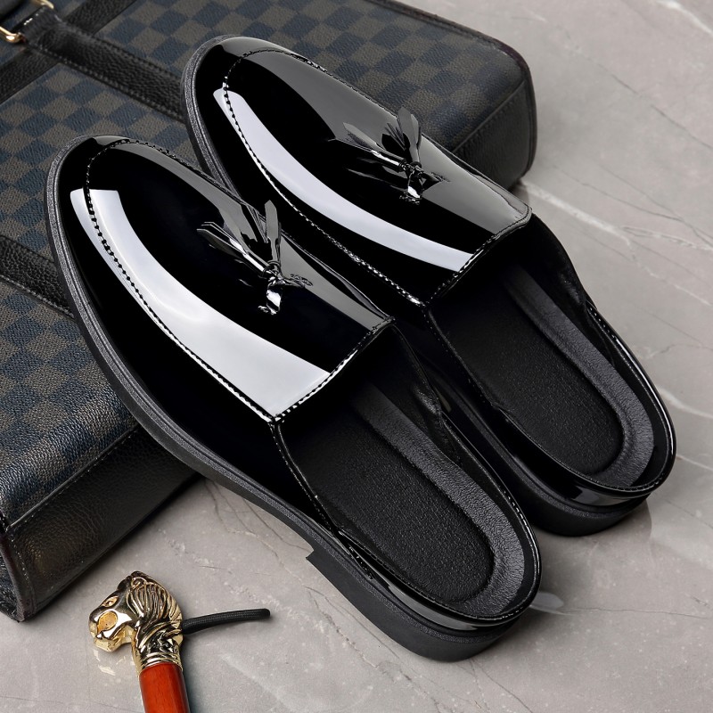 Men Black Patent Leather Mules - Formal Men Daily Wear Footwear recension och pris