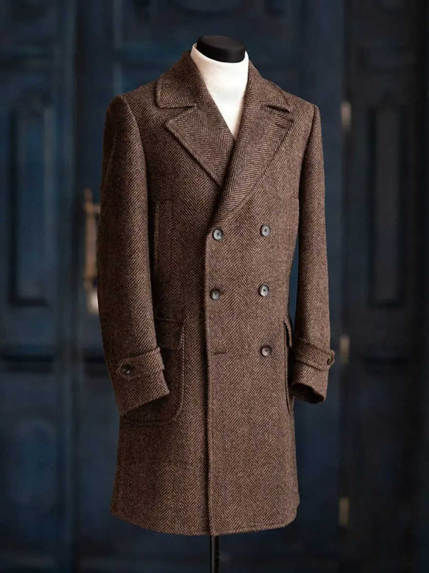 Modern Men Herringbone Overcoa - Men Formal Wear Modern recension och pris