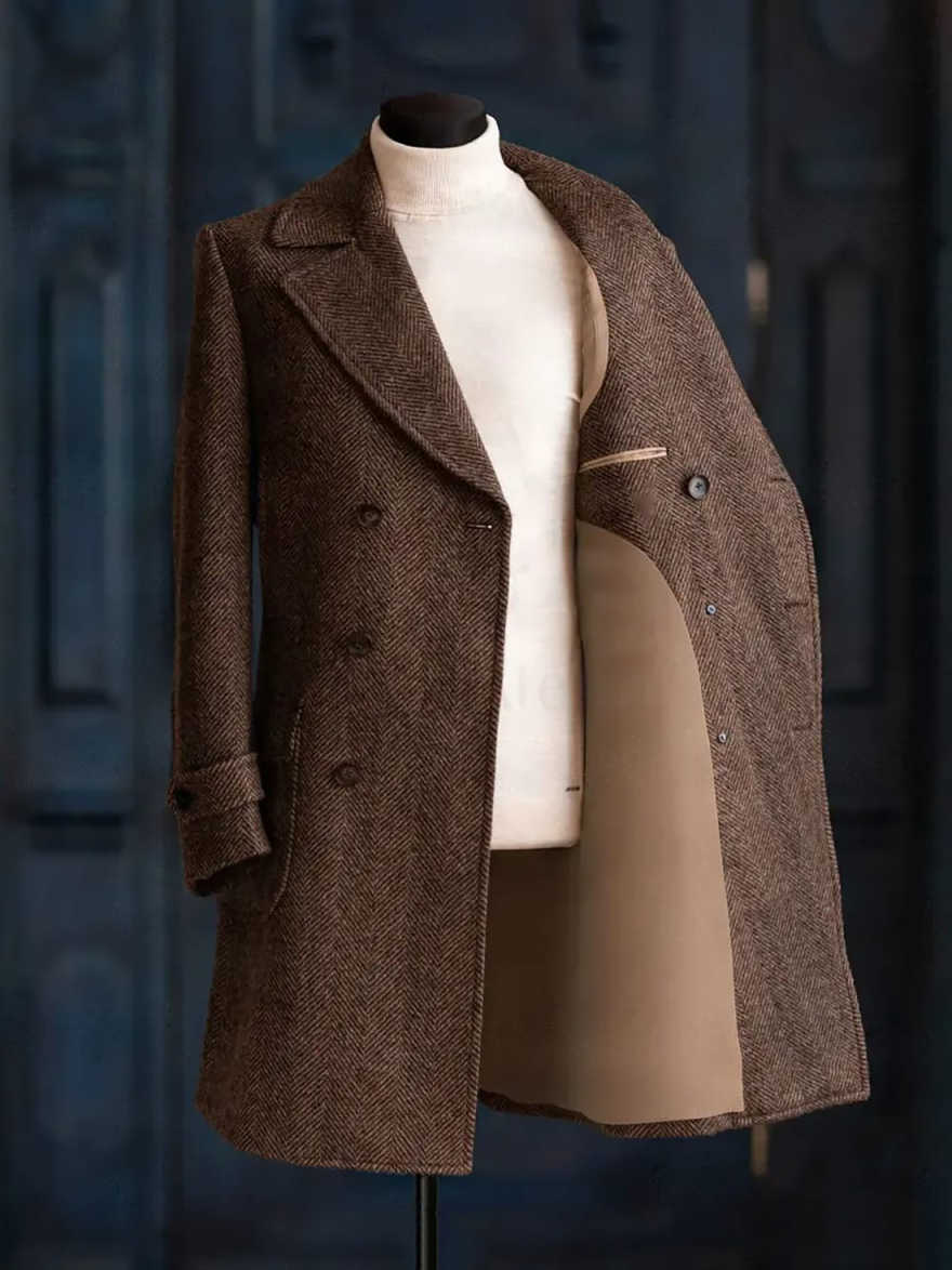 Modern Men Herringbone Overcoa - Men Formal Wear Modern recension och pris