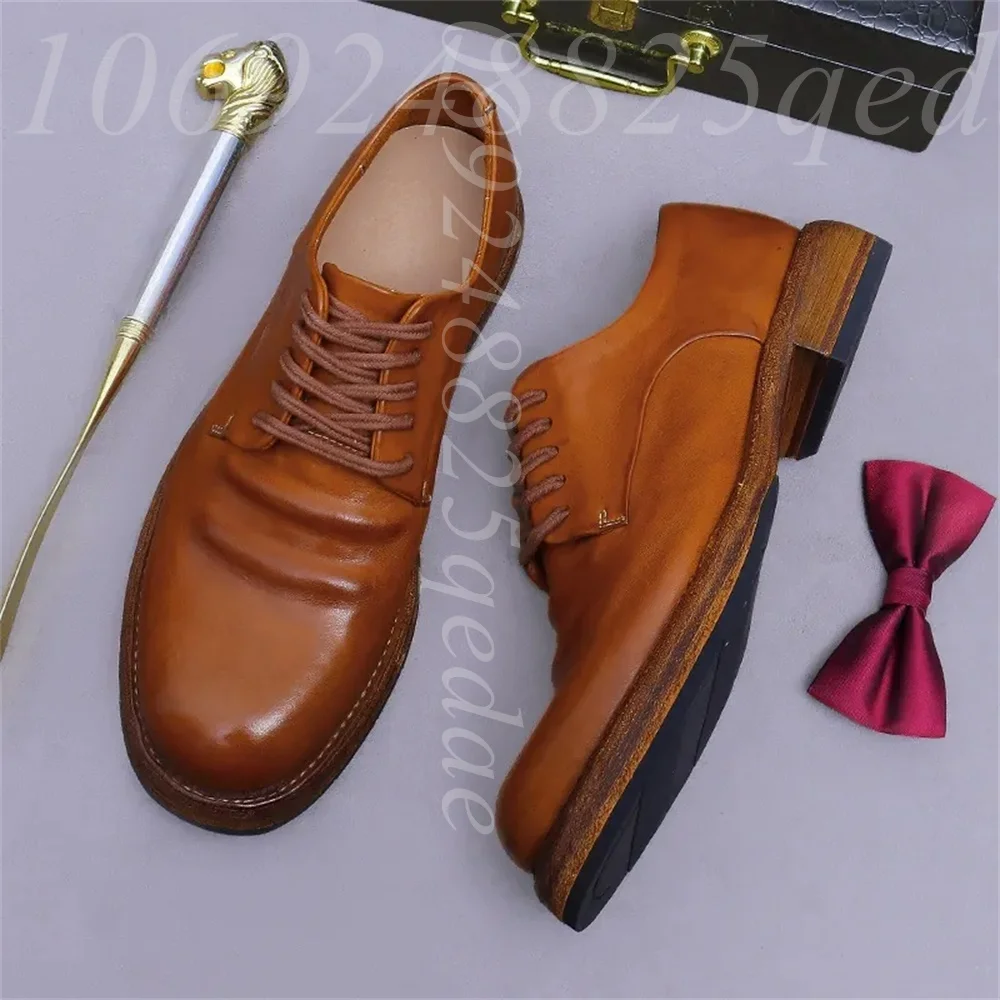 Men's Handmade Vintage Lace-Up - Formal Men Daily Wear Footwear recension och pris