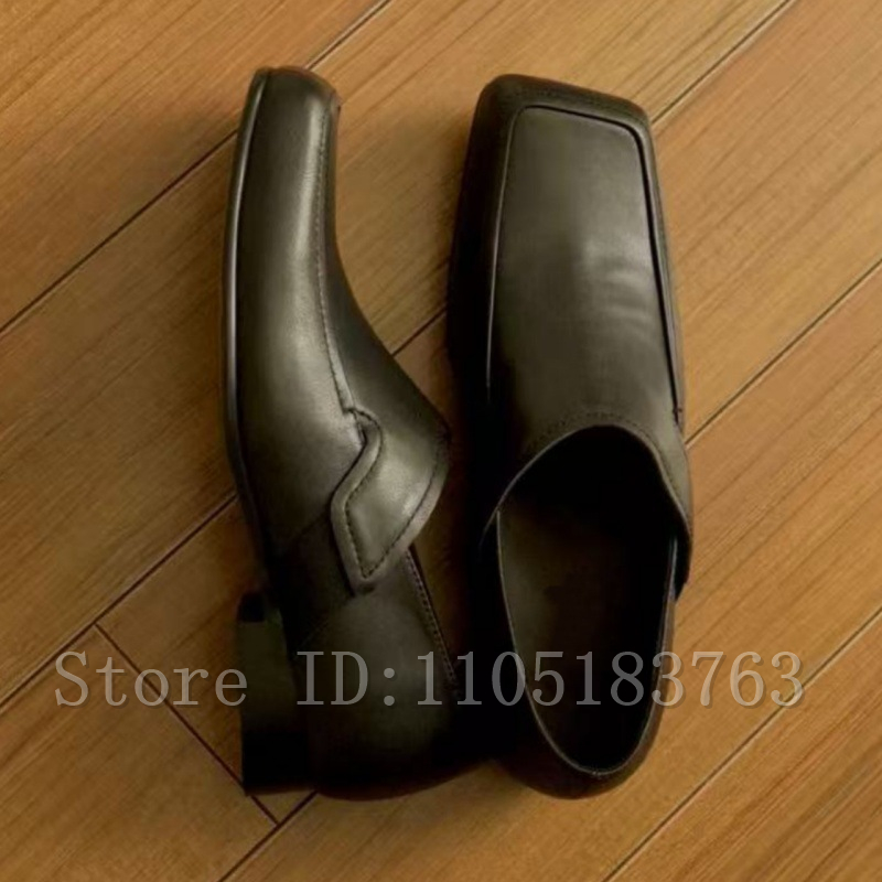 Men's Black Leather Square Toe - Formal Men Daily Wear Footwear recension och pris
