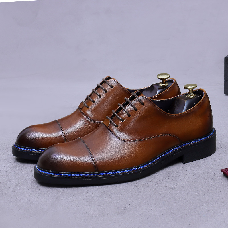 Cognac Cap-Toe Oxfords Genuine - Formal Men Daily Wear Footwear recension och pris