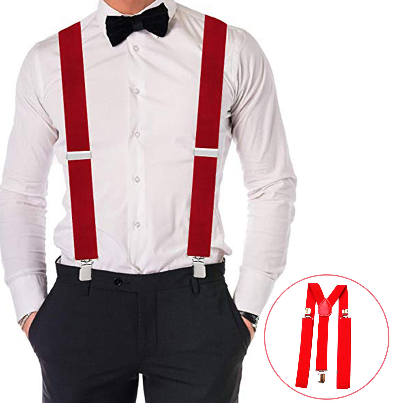 Red Adjustable Suspenders Men  - Men'S Formal Wear With Suspenders recension och pris